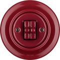 PORCELAIN WALL LIGHT SWITCH BURGUNDY 2 TOGGLE - DYKE & DEAN