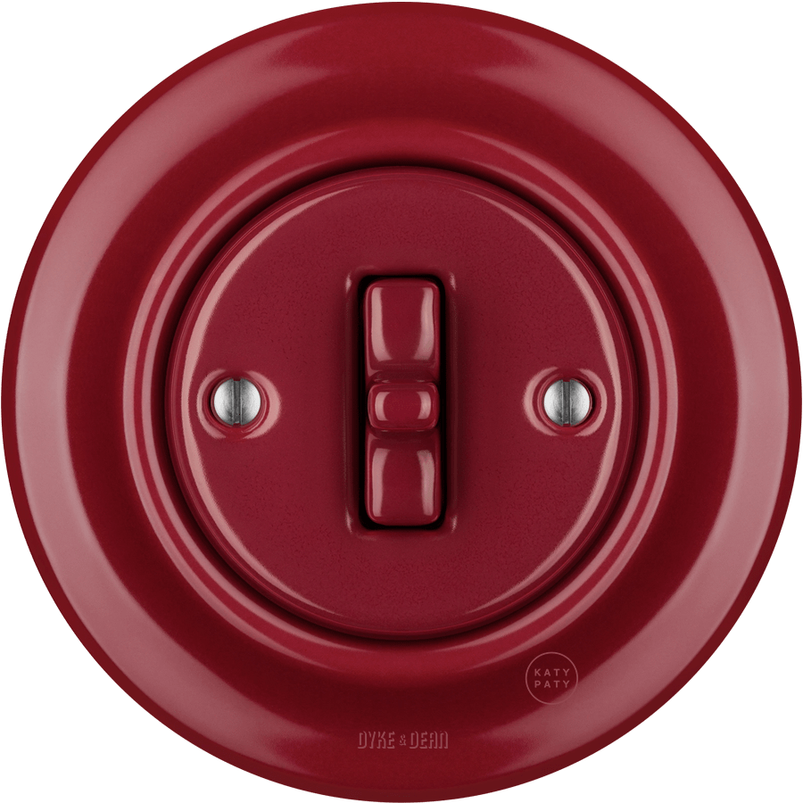 PORCELAIN WALL LIGHT SWITCH BURGUNDY TOGGLE - DYKE & DEAN