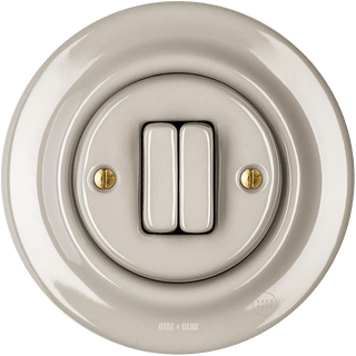 PORCELAIN WALL LIGHT SWITCH CAPPUCCINO DOUBLE - DYKE & DEAN
