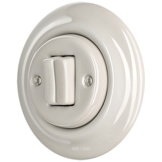 PORCELAIN WALL LIGHT SWITCH CAPPUCCINO DOUBLE - DYKE & DEAN