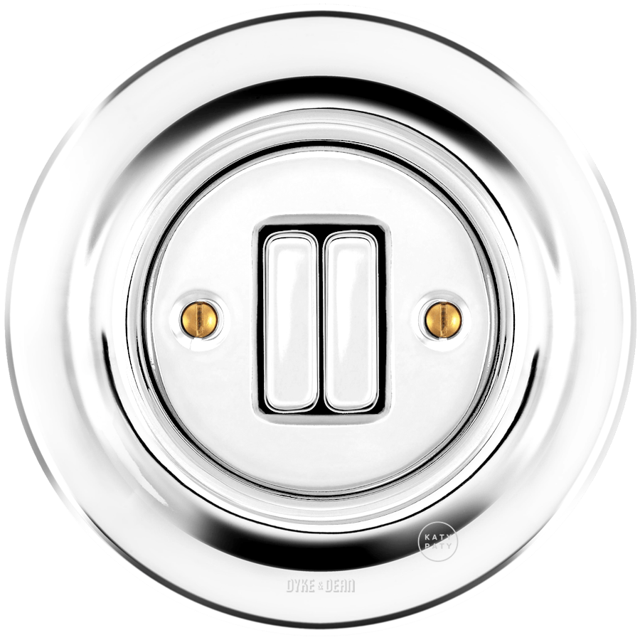 PORCELAIN WALL LIGHT SWITCH CHROME DOUBLE - DYKE & DEAN