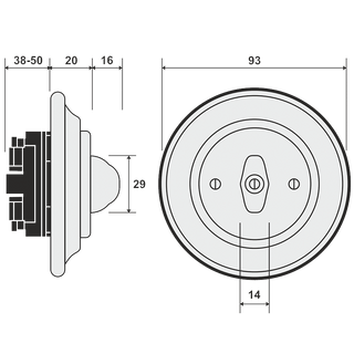 PORCELAIN WALL LIGHT SWITCH CHROME ROTARY - DYKE & DEAN