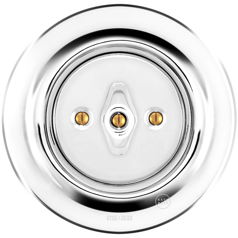 PORCELAIN WALL LIGHT SWITCH CHROME ROTARY - DYKE & DEAN