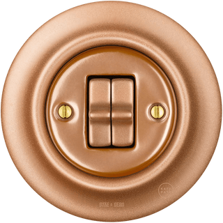 PORCELAIN WALL LIGHT SWITCH COPPER 2 TOGGLE - DYKE & DEAN