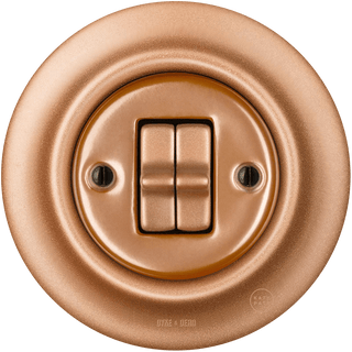 PORCELAIN WALL LIGHT SWITCH COPPER 2 TOGGLE - DYKE & DEAN