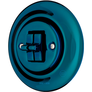 PORCELAIN WALL LIGHT SWITCH DARK BLUE 2 TOGGLE - DYKE & DEAN