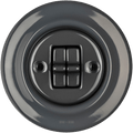 PORCELAIN WALL LIGHT SWITCH DARK GREY 2 TOGGLE - DYKE & DEAN
