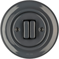 PORCELAIN WALL LIGHT SWITCH DARK GREY DOUBLE - DYKE & DEAN
