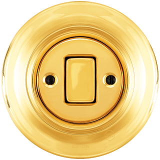 PORCELAIN WALL LIGHT SWITCH GOLD FAT BUTTON - DYKE & DEAN