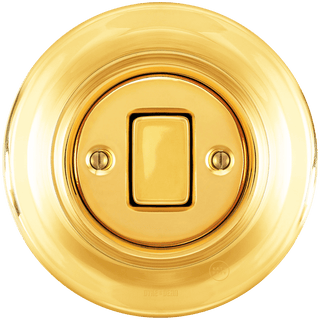 PORCELAIN WALL LIGHT SWITCH GOLD FAT BUTTON - DYKE & DEAN