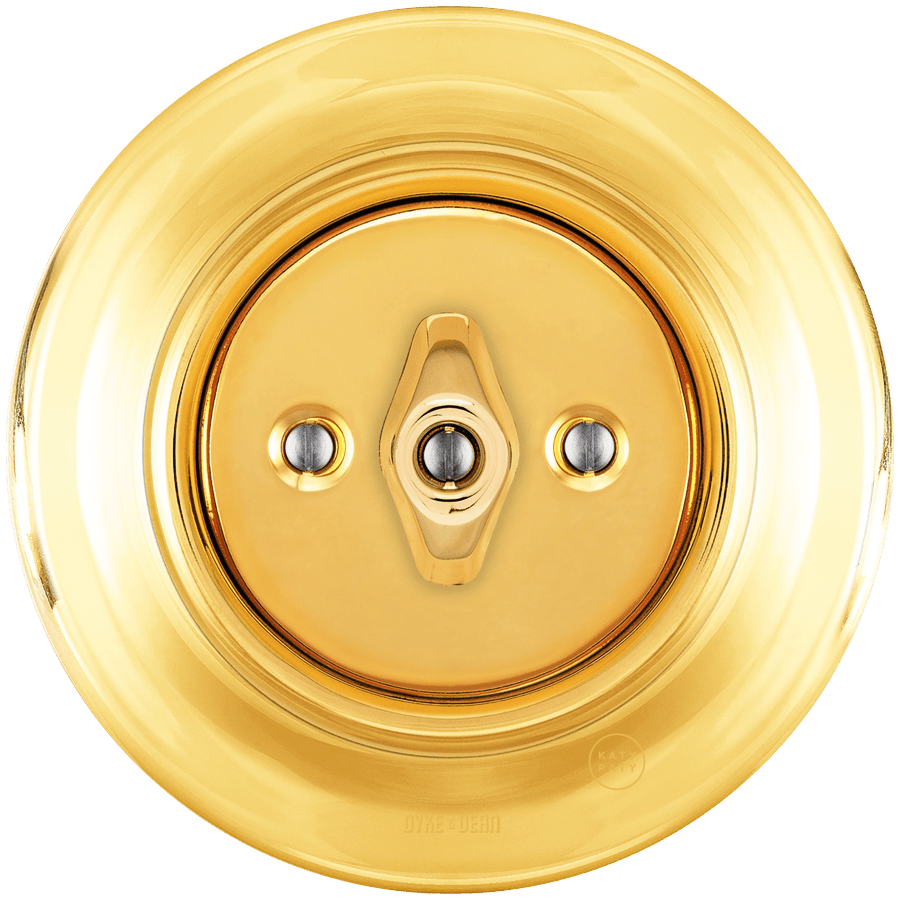 PORCELAIN WALL LIGHT SWITCH GOLD ROTARY - DYKE & DEAN