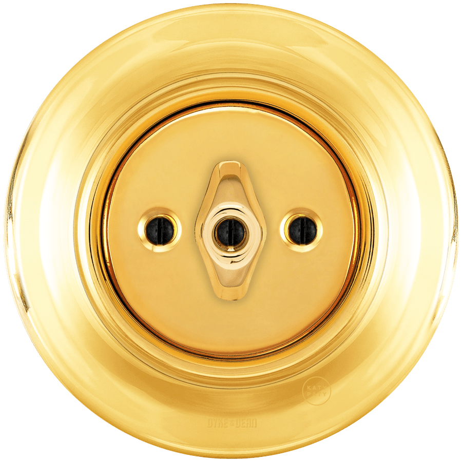 PORCELAIN WALL LIGHT SWITCH GOLD ROTARY - DYKE & DEAN