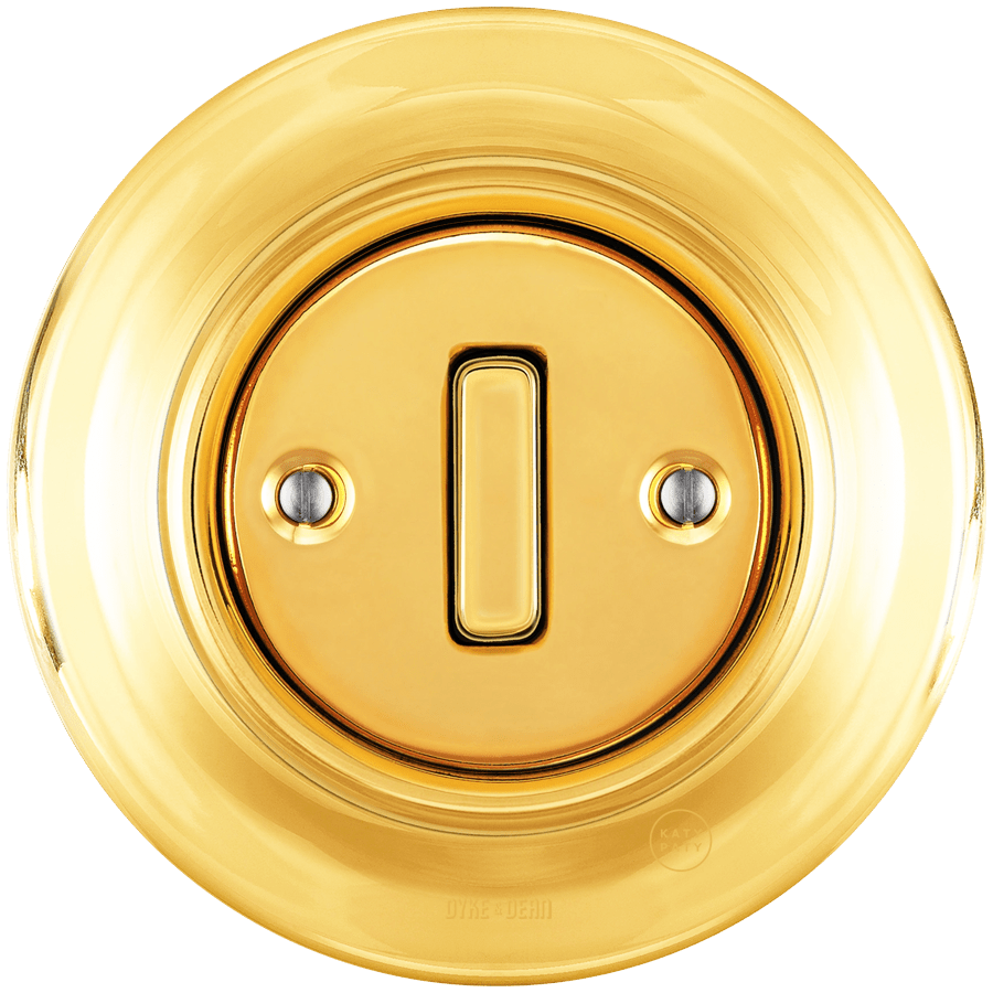 PORCELAIN WALL LIGHT SWITCH GOLD SLIM BUTTON - DYKE & DEAN