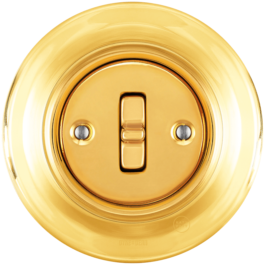 PORCELAIN WALL LIGHT SWITCH GOLD TOGGLE - DYKE & DEAN