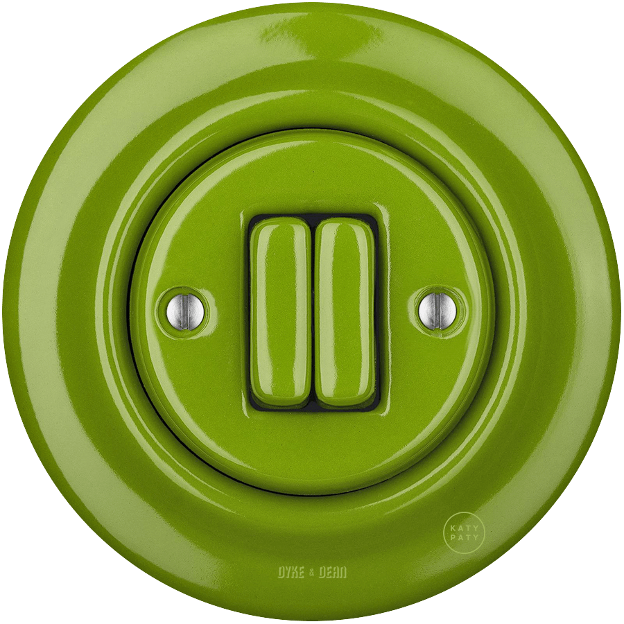 PORCELAIN WALL LIGHT SWITCH GREEN DOUBLE - DYKE & DEAN