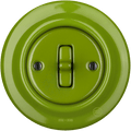 PORCELAIN WALL LIGHT SWITCH GREEN TOGGLE - DYKE & DEAN