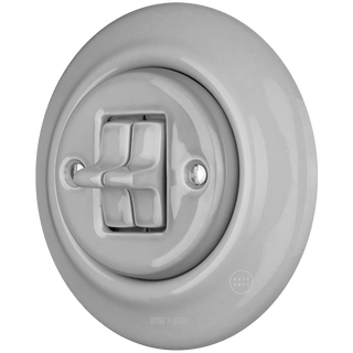 PORCELAIN WALL LIGHT SWITCH GREY 2 TOGGLE - DYKE & DEAN
