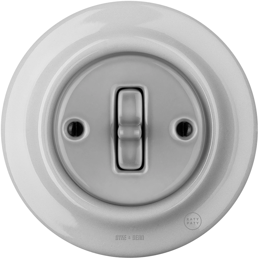 PORCELAIN WALL LIGHT SWITCH GREY TOGGLE - DYKE & DEAN