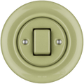 PORCELAIN WALL LIGHT SWITCH MOSS GREEN FAT BUTTON - DYKE & DEAN