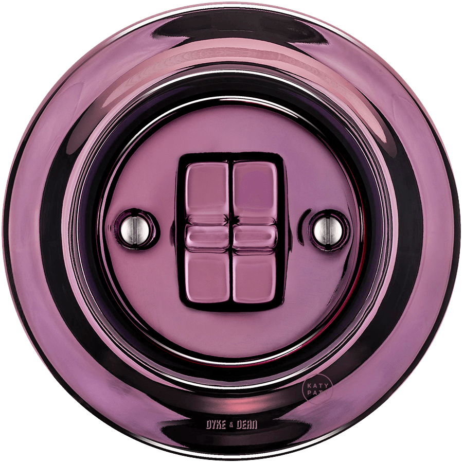 PORCELAIN WALL LIGHT SWITCH PURPLE 2 TOGGLE - DYKE & DEAN