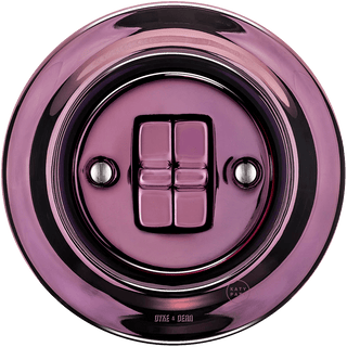 PORCELAIN WALL LIGHT SWITCH PURPLE 2 TOGGLE - DYKE & DEAN