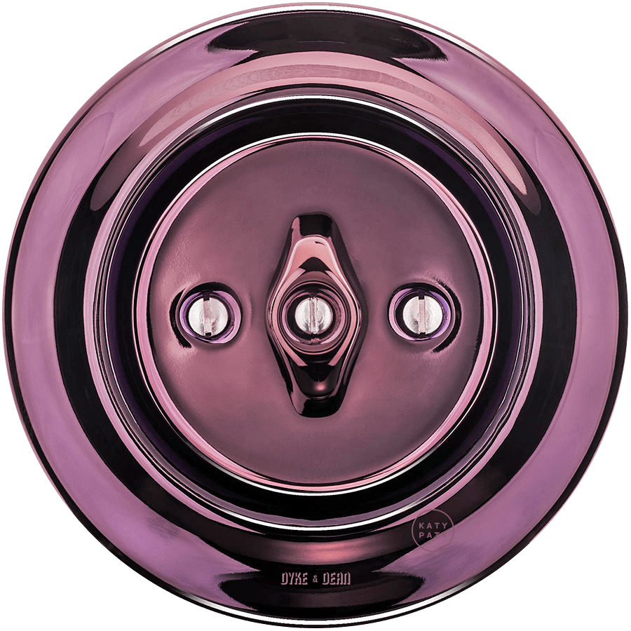 PORCELAIN WALL LIGHT SWITCH PURPLE ROTARY / 2 DOUBLE-POLE SPECIAL - DYKE & DEAN