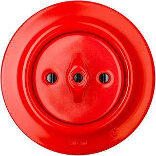 PORCELAIN WALL LIGHT SWITCH RED ROTARY - DYKE & DEAN