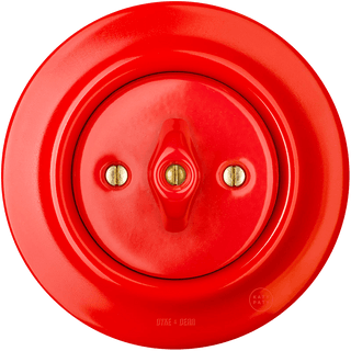 PORCELAIN WALL LIGHT SWITCH RED ROTARY - DYKE & DEAN