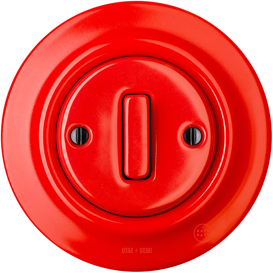 PORCELAIN WALL LIGHT SWITCH RED SLIM BUTTON - DYKE & DEAN