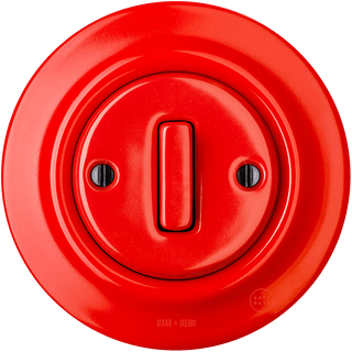 PORCELAIN WALL LIGHT SWITCH RED SLIM BUTTON - DYKE & DEAN