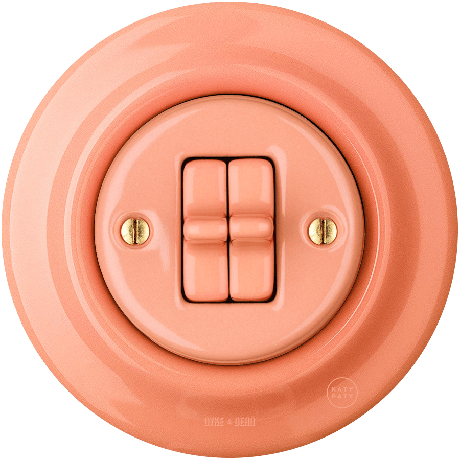 PORCELAIN WALL LIGHT SWITCH SALMON 2 TOGGLE - DYKE & DEAN