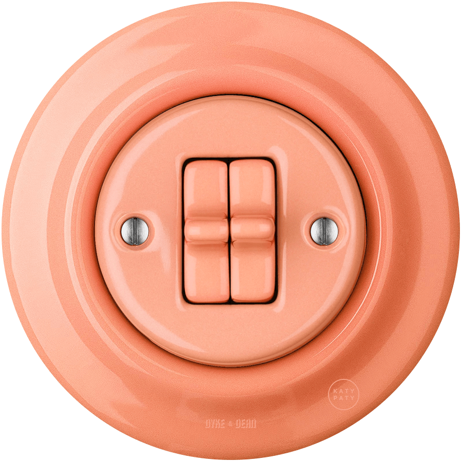PORCELAIN WALL LIGHT SWITCH SALMON 2 TOGGLE - DYKE & DEAN