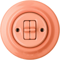 PORCELAIN WALL LIGHT SWITCH SALMON 2 TOGGLE - DYKE & DEAN