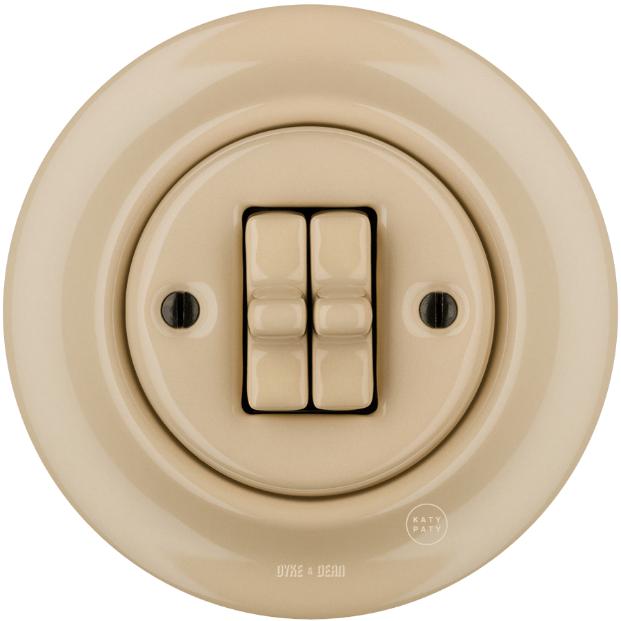 PORCELAIN WALL LIGHT SWITCH SAND 2 TOGGLE - DYKE & DEAN