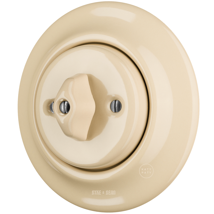 PORCELAIN WALL LIGHT SWITCH SAND ROTARY - DYKE & DEAN