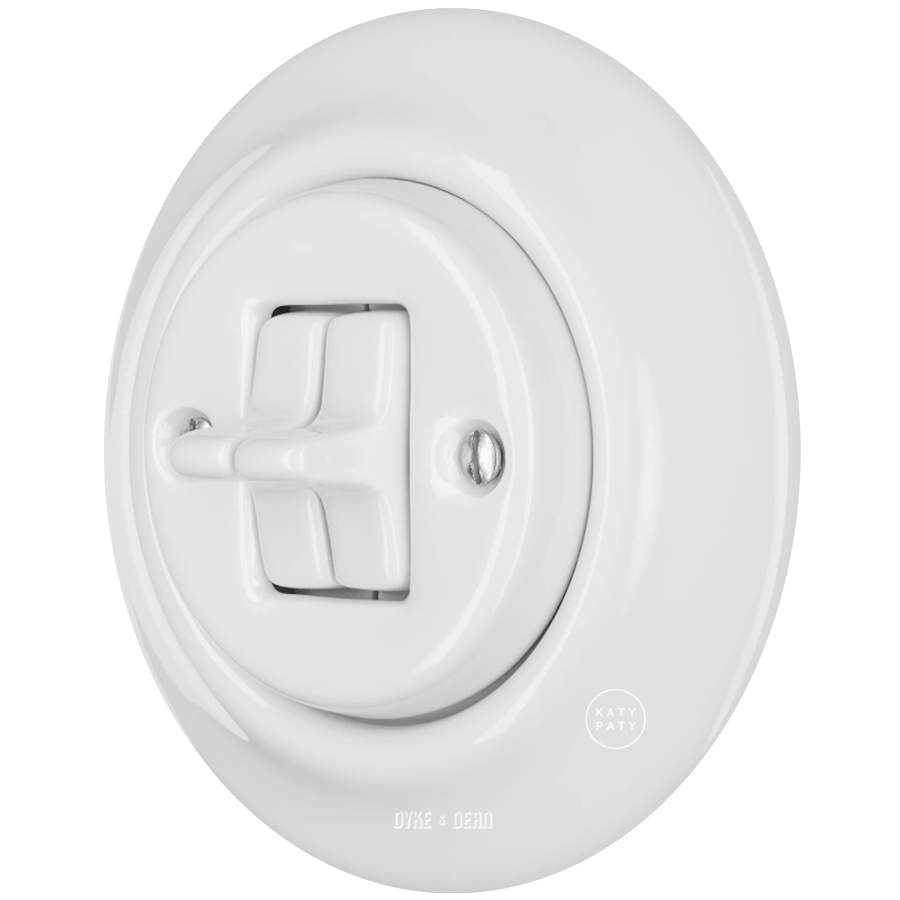 PORCELAIN WALL LIGHT SWITCH WHITE 2 TOGGLE - DYKE & DEAN