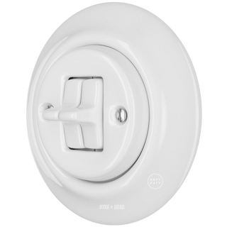 PORCELAIN WALL LIGHT SWITCH WHITE 2 TOGGLE - DYKE & DEAN