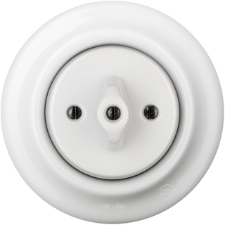PORCELAIN WALL LIGHT SWITCH WHITE ROTARY - DYKE & DEAN