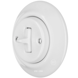 PORCELAIN WALL LIGHT SWITCH WHITE TOGGLE - DYKE & DEAN
