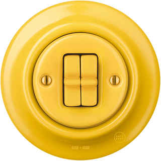 PORCELAIN WALL LIGHT SWITCH YELLOW 2 TOGGLE - DYKE & DEAN