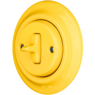PORCELAIN WALL LIGHT SWITCH YELLOW TOGGLE - DYKE & DEAN