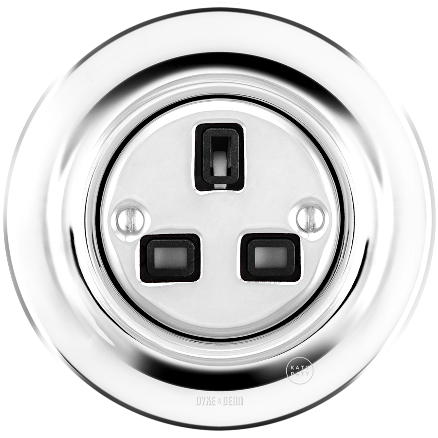 PORCELAIN WALL SOCKET CHROME UK - DYKE & DEAN