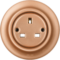 Copper round porcelain UK 3-pin wall socket by Katy Paty