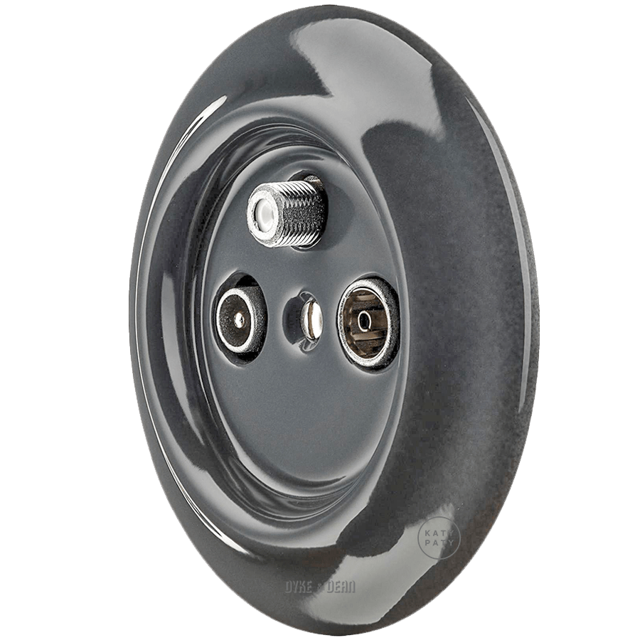 PORCELAIN WALL SOCKET DARK GREY TV ANTENNA - DYKE & DEAN