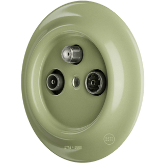 PORCELAIN WALL SOCKET MOSS GREEN TV ANTENNA - DYKE & DEAN