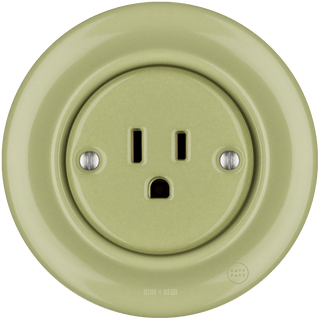 PORCELAIN WALL SOCKET MOSS GREEN USA 15 AMP - DYKE & DEAN