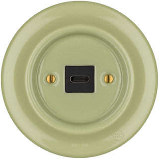 PORCELAIN WALL SOCKET MOSS GREEN USB-C - DYKE & DEAN