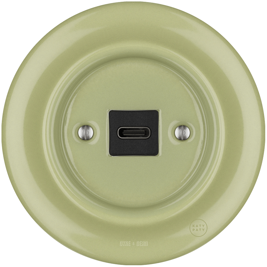 PORCELAIN WALL SOCKET MOSS GREEN USB-C - DYKE & DEAN