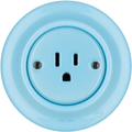 PORCELAIN WALL SOCKET PASTEL BLUE USA 15 AMP - DYKE & DEAN
