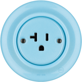 PORCELAIN WALL SOCKET PASTEL BLUE USA 20 AMP - DYKE & DEAN